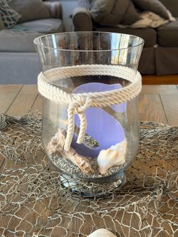 5 Glass Hurricane Vase with Rope Detail
