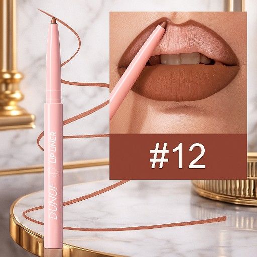 DUNUF 12-Color Velvet Matte Lip Liner Pencil – Long-Lasting Waterproof Smooth Application