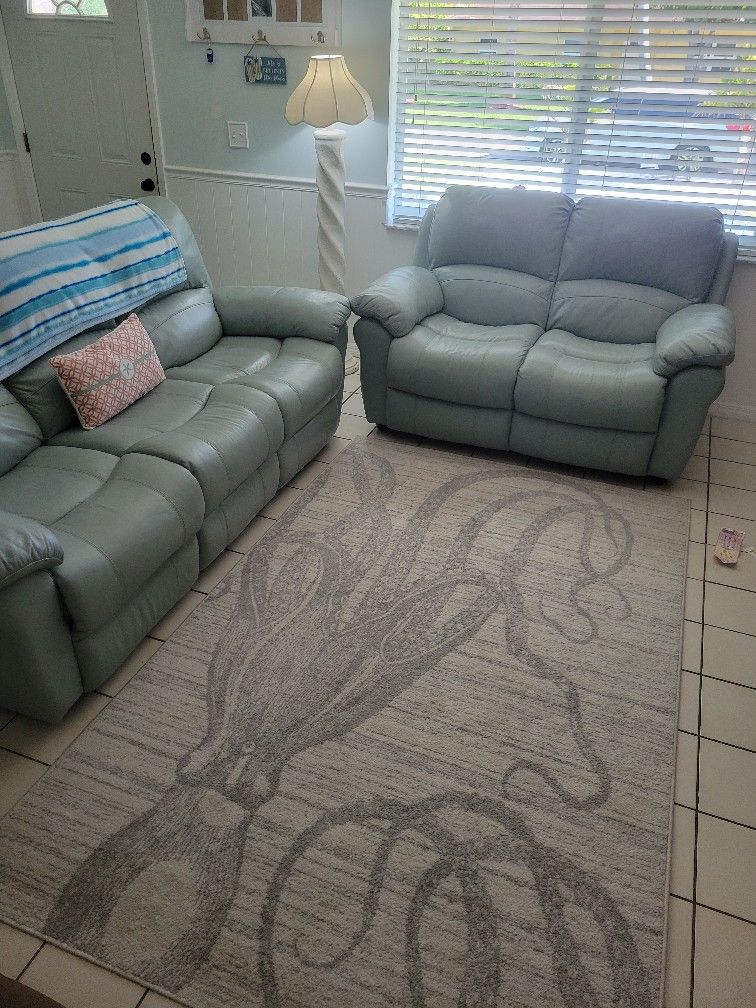 REAL LEATHER Coastal Couch And Loveseat