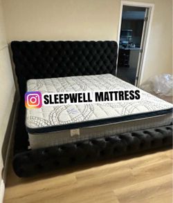 King bed frame with mattress