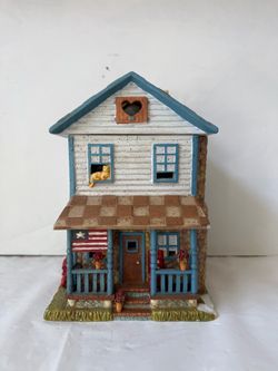 Vintage Yankee Candle Ceramic Tart Warmer/Tea Light Candle Holder From Their Retired Patriotic Themed Americana Collection