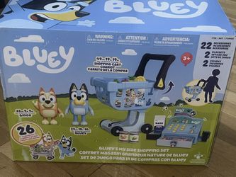 Bluey My Size Shopping Set, 26 Pieces Shopping Cart & Cash Register