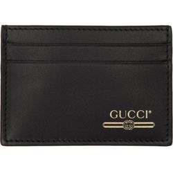 $320 Brand New For $ 145 Gucci Black Leather Gold Gucci Logo Leather Card Case Holder
