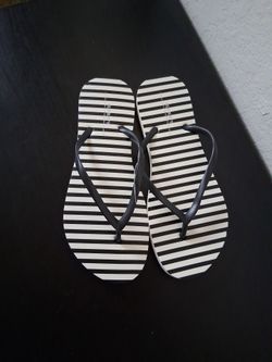 Black and White Striped Flip Flops