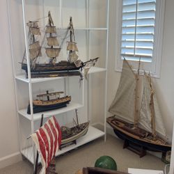 Wooden Vintage Antique Sailboats Boat Decoration Nautical Theme 