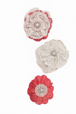 Lot of 3 Vintage-Style Lace & Pearl Flower Hair Clips – Bridal DIY or Baby Headband