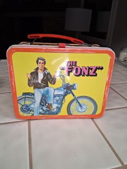 Vintage 1976 "THE FONZ" Happy Days TV Show Lunch Box NO Thermos Metal Lunchbox . Excellent Condition! Super Clean!.... Asking  $50.00