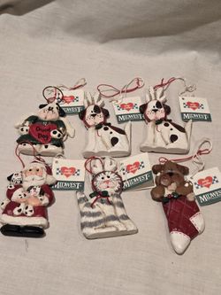 " Midwest Of Cannon Falls" lot Of 6 Resin Christmas 🎄 Ornaments By Eddie Walker Of Walla Walla, Washington VTG 