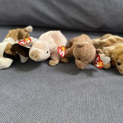 TY beanie babies lot of 4 “ Bernie; Knuckles; Pecan; Roary “