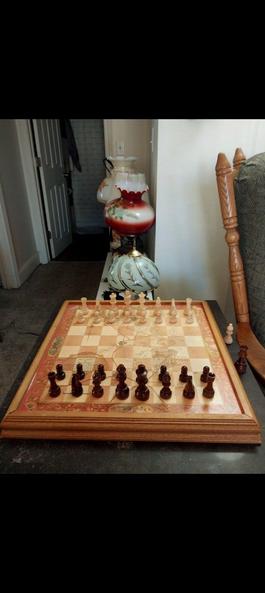 Battle Of Bunker Hill Revolutionary War Chessboard And Pieces