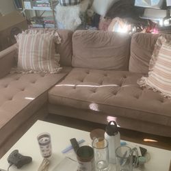 Pink L Shaped Couch