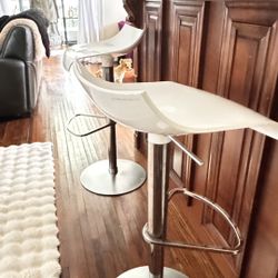 Ligne Roset Modern White Bar Stools 