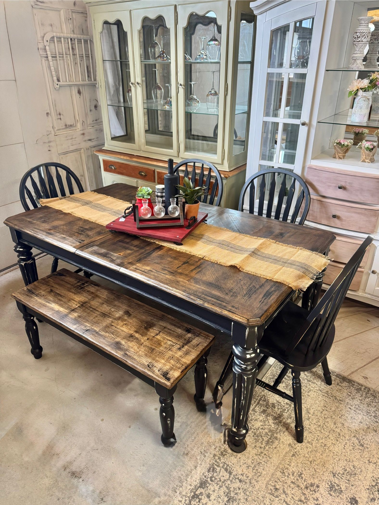 Dining Table, Bench And Chairs