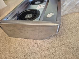 36 inch steamless steel range, hood dented