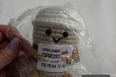 Crochet Coffee Cup Plush with Espresso Tag