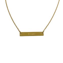 JOOK AND NONA Woman LOVE Tag Necklace, 18 In, Minimalist, Gold Plated Stainless steel, Choker Collar