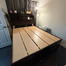 Bed & Headboard with Storage Drawers