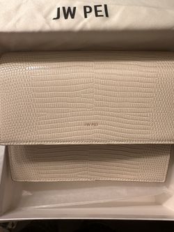 NEW Jw Pei Ivory White Mini Flap Croc Crossbody Bag