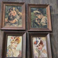Antique Vintage Wood Frame Pictures 