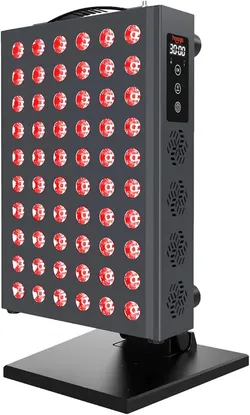 Hooga Red Light Therapy Panel Device – 660nm Red & 850nm Near Infrared Light Therapy, LED Light Therapy Lamp, 60 Dual Chip LEDs, Timer, Table Top Stan