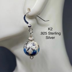 K2 Jasper Genuine Stone .925 Sterling Silver Earrings