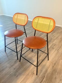 Rattan Bar Stools - Set of 2