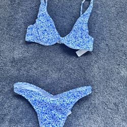 Blue flower Underwire Bikini