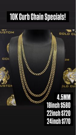 10KT Diamond Cut Curb Chain Special 4.5MM