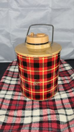 Vintage 1950s Hamilton Skotch Jug – Half Gallon Red Plaid Thermal Picnic Jug