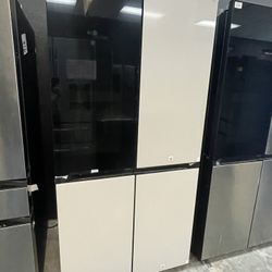 Samsung Bespoke White Glass Flex Refrigerator With Beverage Center
