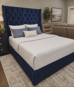 New Blue Queen Bed Frame