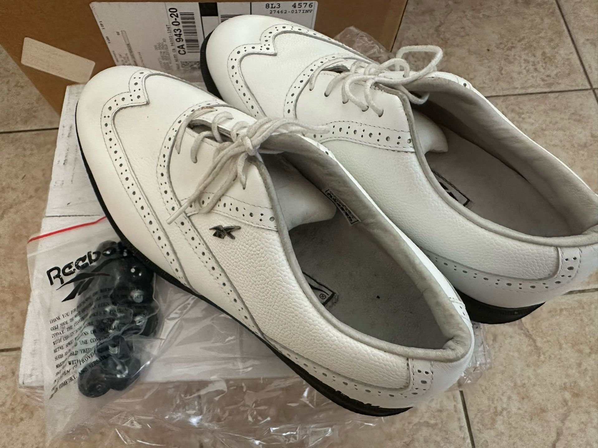 REEBOK Women’s White Leather Comfort Elite Willowbend XL Wing Tip GOLF Shoes 7 1/2