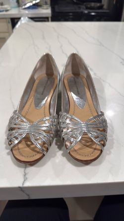 Silver Metallic Strappy Wedge Sandals