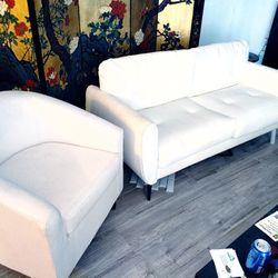 White loveseat and chair . set beautiful addition to any room