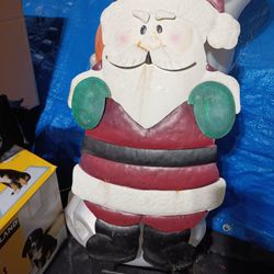Tin Santa Clause Christmas Yard Decoration 
