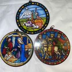Small Nativity, Sun, Catchers, Plastic Round