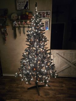 Brand new black 6.5 ft prelit Christmas tree