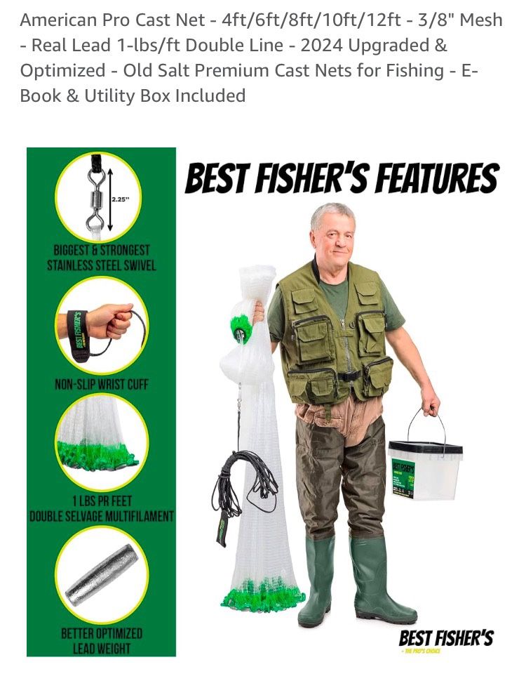 Fishers Cast Net 3/8” Mesh (12ft)