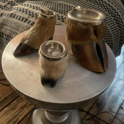 $250 For 3 Real Vintage Animal Hoof Ashtrays 