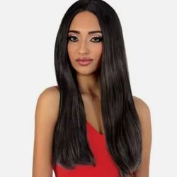Dark Brown Straight Lace Silk Base Part Hair Wig
