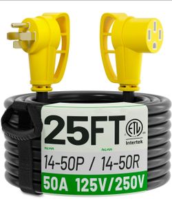 NEMA 14-50P to NEMA 14-50R 25FT 50 Amp RV/EV Extension Cord Outdoor with Grip Handle