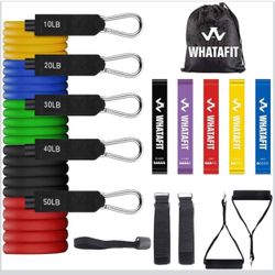 WHATAFIT Resistance Bands, Exercise Bands，Resistance Bands for Working Out, Work Out Bands with Handles for Men and Women Fitness, Strength Training H