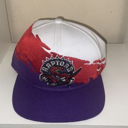 Toronto Raptors Vintage Snapback Hat Mitchell and Ness Purple Paintbrush NBA HWC Adult OSFM Excellent 