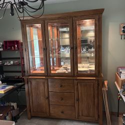 Beautiful Wood Hutch With Lights