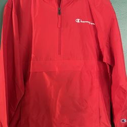 Red Champion hooded half zip jacket 