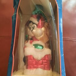 2! Vintage Christmas Disney Ornament Santa Mickey Mouse European Blown Glass