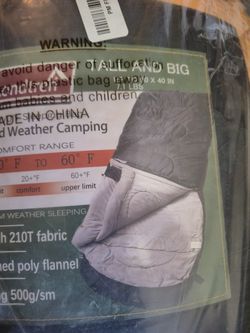 Big and Tall Sleeping Bag,- Over 7ft Long Like New