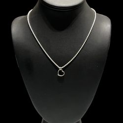 Sterling Silver Open Heart Necklace 18” w Pendant 