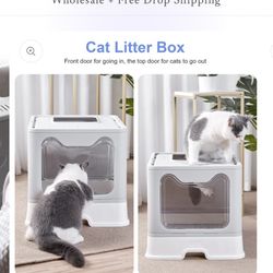 New enclosed cat litter box with a drawer. Front entrance top exit contains litter