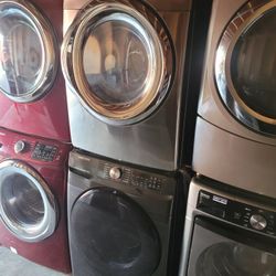 Samsung Front Load Washer And Stackable Gas Dryer Set 